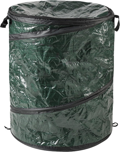Wakeman Collapsible Trash Can - Pop Up 44-Gallon Outdoor Portable Garbage Bag Holder with Zippered