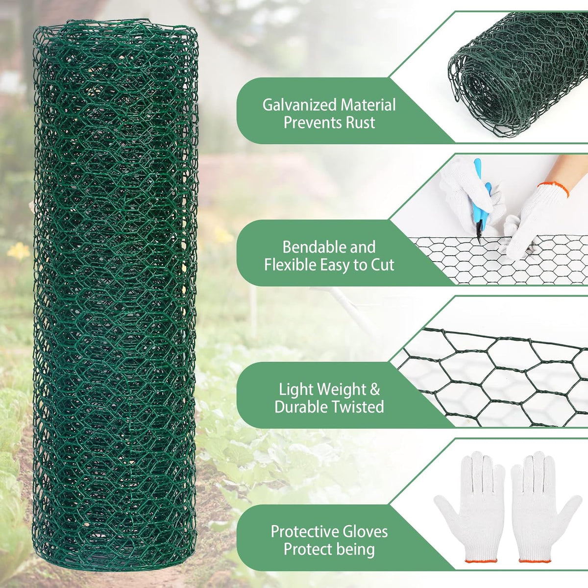 Chicken Wire Fence for Craft,13.78 x 236 Inch Lightweight Galvanized Hexagonal Chicken Wire