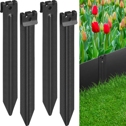 Landscape Edging Metal Stakes, 10 Inch Heavy Duty Garden Stakes, 2mm Thickened High Carbon Steel