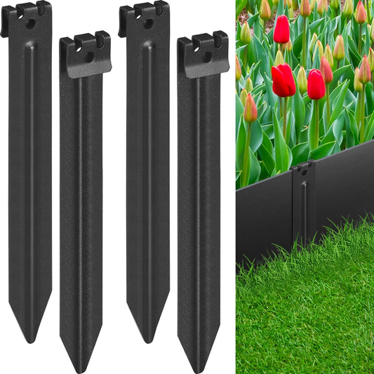 Landscape Edging Metal Stakes, 10 Inch Heavy Duty Garden Stakes, 2mm Thickened High Carbon Steel