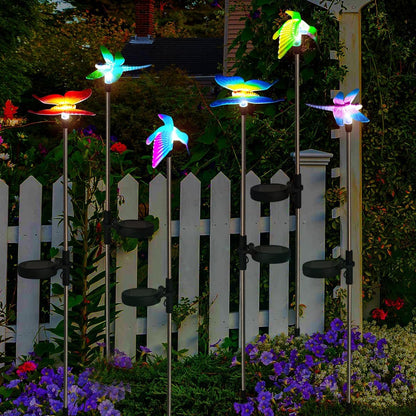 EiGreen 6 Pack Solar Garden Stake Lights Outdoor, Yard Figurine Stake Light, Flower Hummingbird