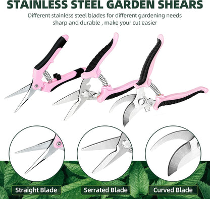 3 Pack Garden Pruning Shears, Stainless Steel Shears, Gardening Shears, Scissors, Garden Clippers
