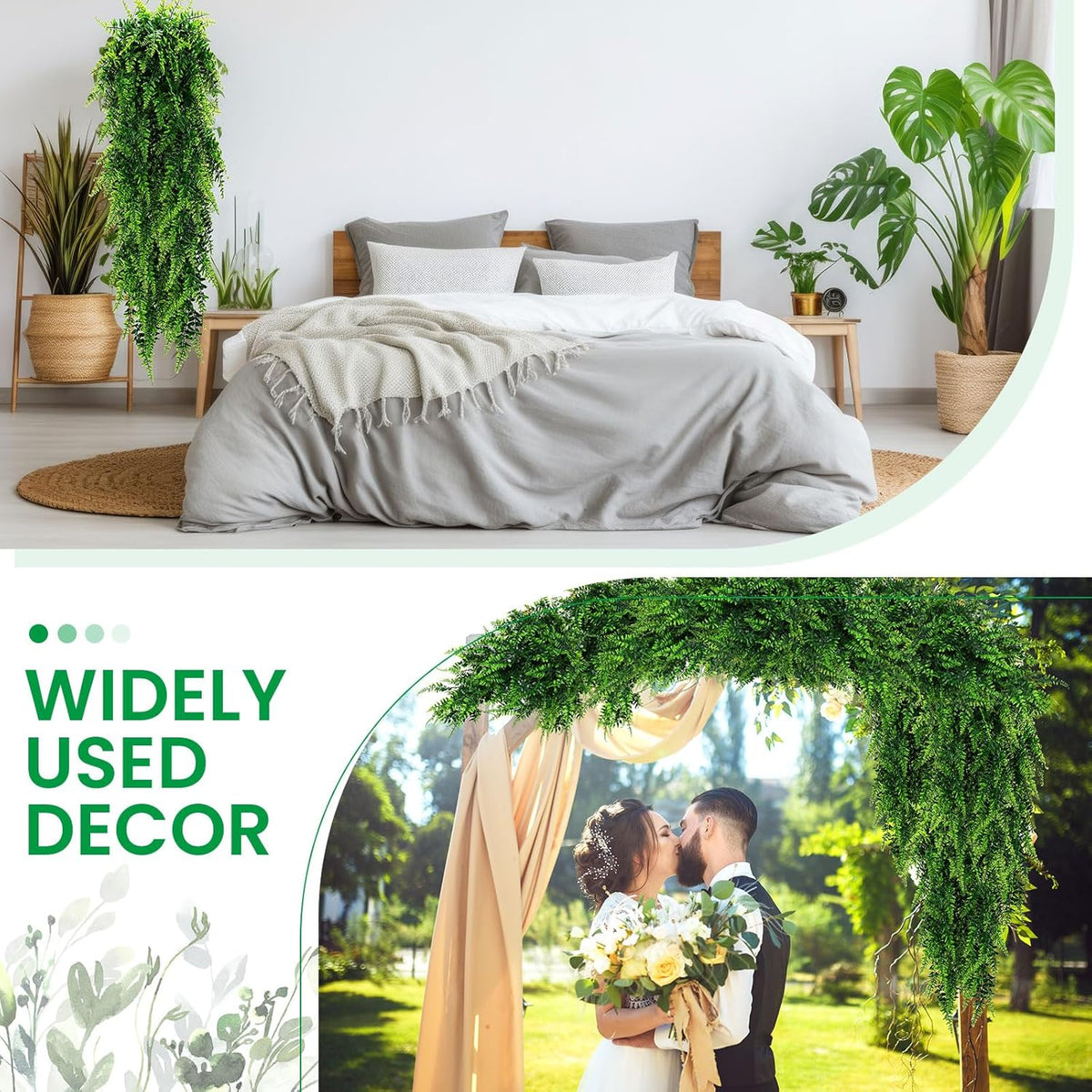 Geosar 88 Pcs Artificial Hanging Plants 32 Inch Hanging Boston Ferns Plastic Fake Plants for Wall