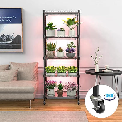 Indoor Greenhouse with Grow Light, 5 Tier 23.2" L×13.3" W×61.3" H Indoor Green House, with 96W Full