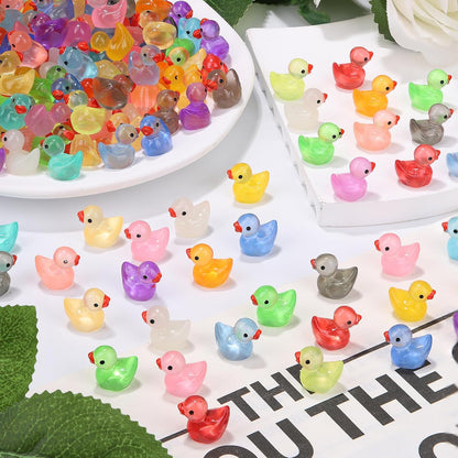 280 pcs Luminous Mini Resin Ducks, Glow in The Dark Tiny Ducks Figures to Hide, Bulk Plastic Duck
