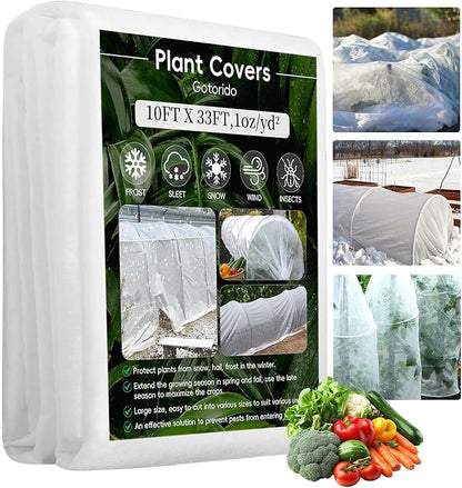 Plant Covers Freeze Protection, 10 ft x 33 ft 1.0 oz/yd² Reusable Frost Protection Floating Row