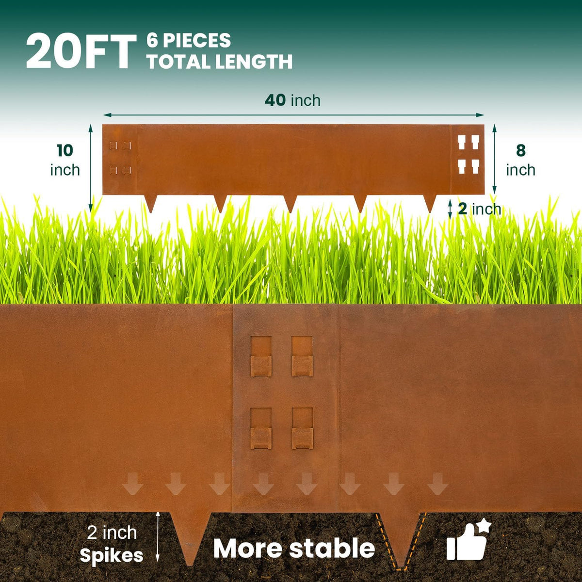 Corten Steel Landscape Edging Metal Garden Edging 40 Inch Strips Landscaping Steel 10 Inch Depth