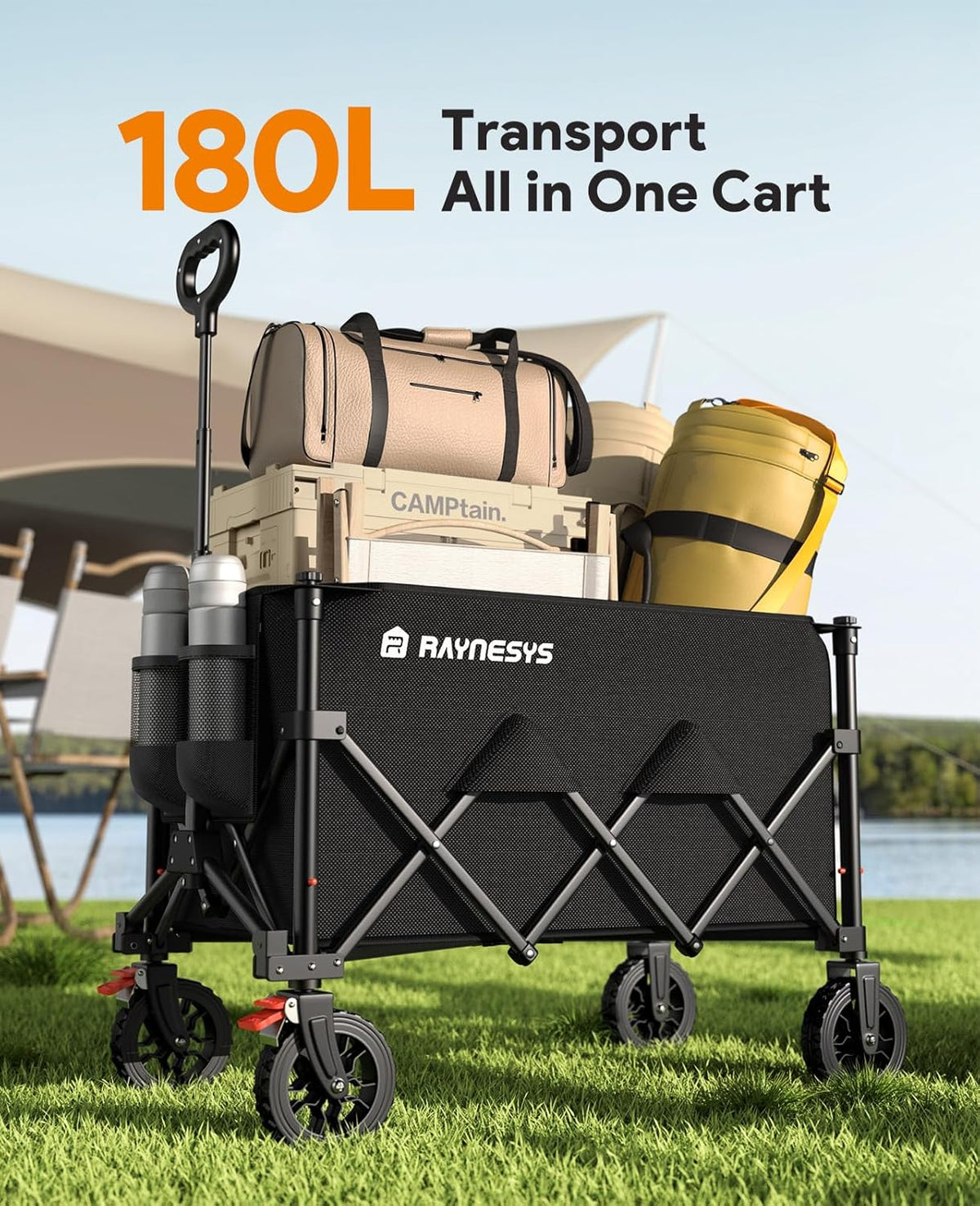 Wagons Carts Foldable, Collapsible Foldable Wagon 330lbs Capacity, Large Capacity Wagon Cart with
