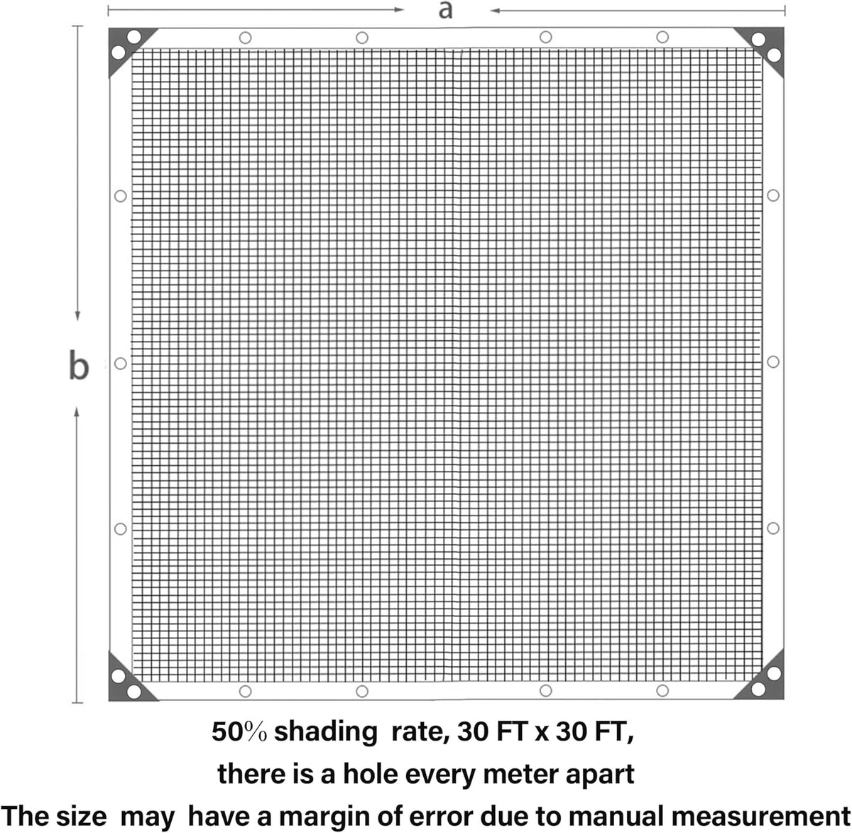 winemana Black Shade Cloth 30x30 FT– 50% Sun Shade Mesh Tarp for Greenhouse, Garden, Patio, Dog