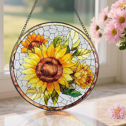 8-Inch Stained Glass Ornament, Stained Glass Window Hanging, Suncatcher Window Hanging, Home Decor