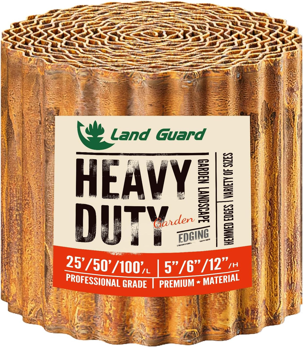 Land Guard Corrugated Garden Edging Border,12" x 25' Landscape Paver Edging, Tall Landscape Edging