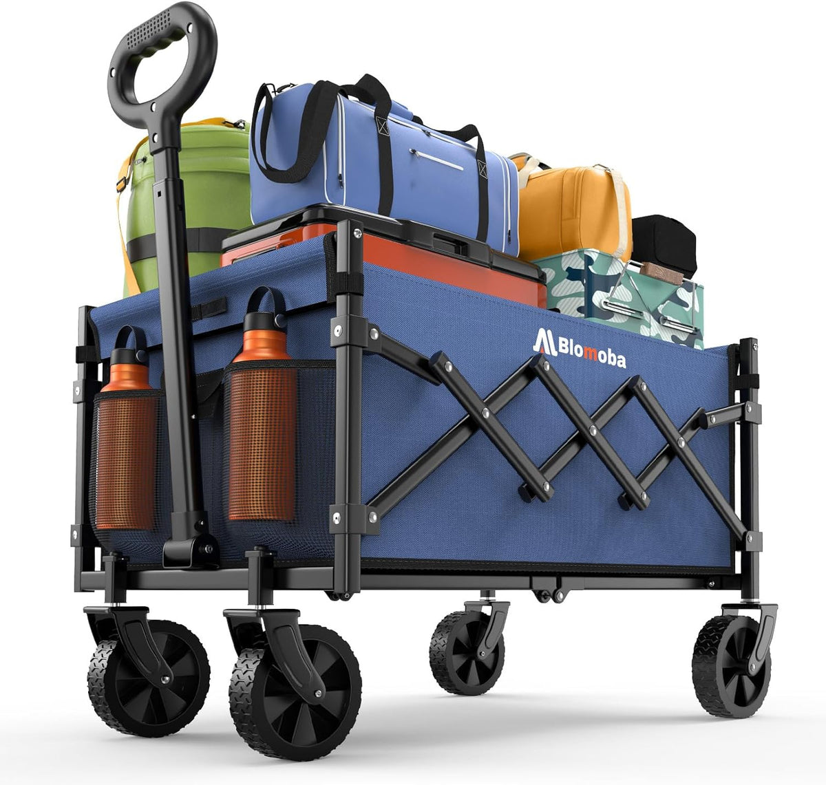 Collapsible Wagon with Wheels, 220 lbs Wagons Carts Foldable Wagon Cart with Flexible Handle