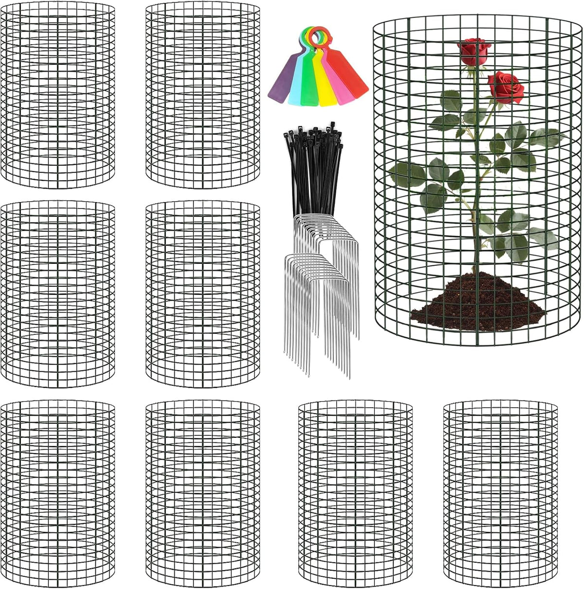 8 Pack 24'' x 12'' Large Wire Plant Protector from Animals, Metal Plant Wire Cage Chicken Wire