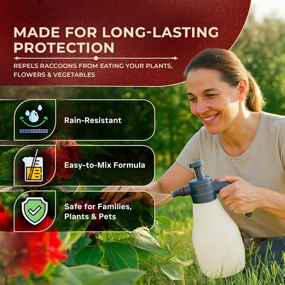 VarmiPro Raccoon Repellent Spray Concentrate - 32 fl oz Natural Outdoor Raccoon Deterrent for Yard
