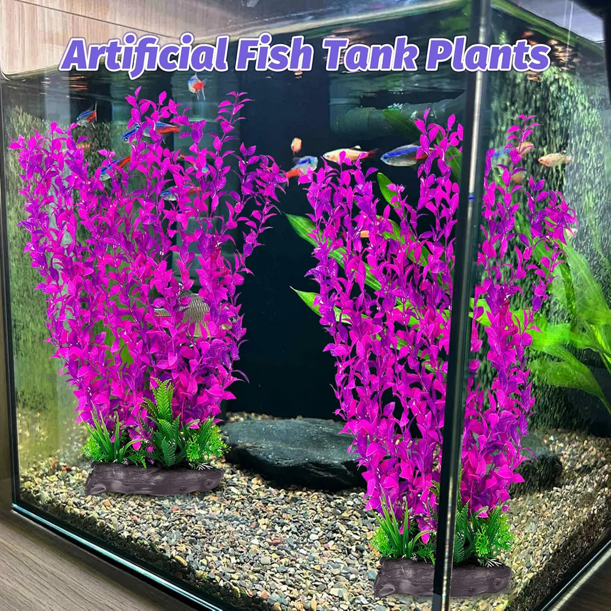 Hamiledyi Aquarium Plastic Plants Aquarium Decor Artificial Fish Tank Plants,Tall Fish Tank