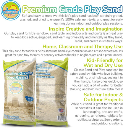 Classic Sand and Play Sand for Sandbox, Table, Therapy, and Outdoor Use, 40 lb. Bag, Natural