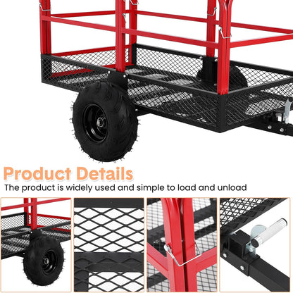 Garvee ATV Trailer Garden Dump Cart Tow Behind, 1500 LBS 22 Cubic Feet Heavy Duty Steel Pull Behind