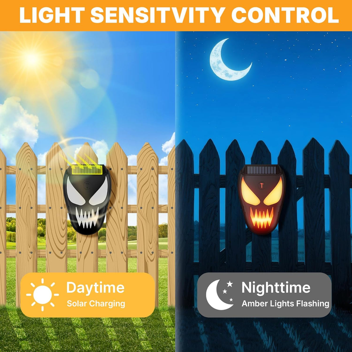 Solar Nocturnal Animal Repeller with Flickering Flame, Waterproof Solar Racoon Repellent Outdoor