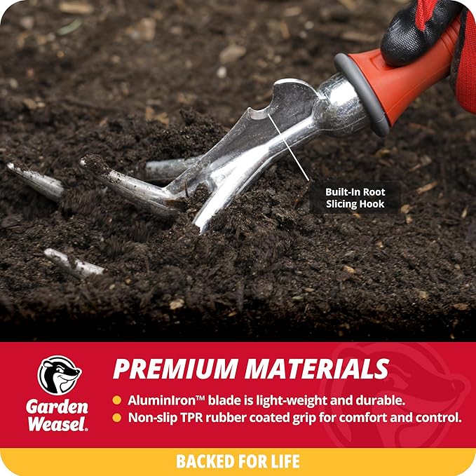 Garden Weasel 3-Piece Hand Tool Combo Set | Trowel, Transplanter and Cultivator | Heavy Duty Lawn