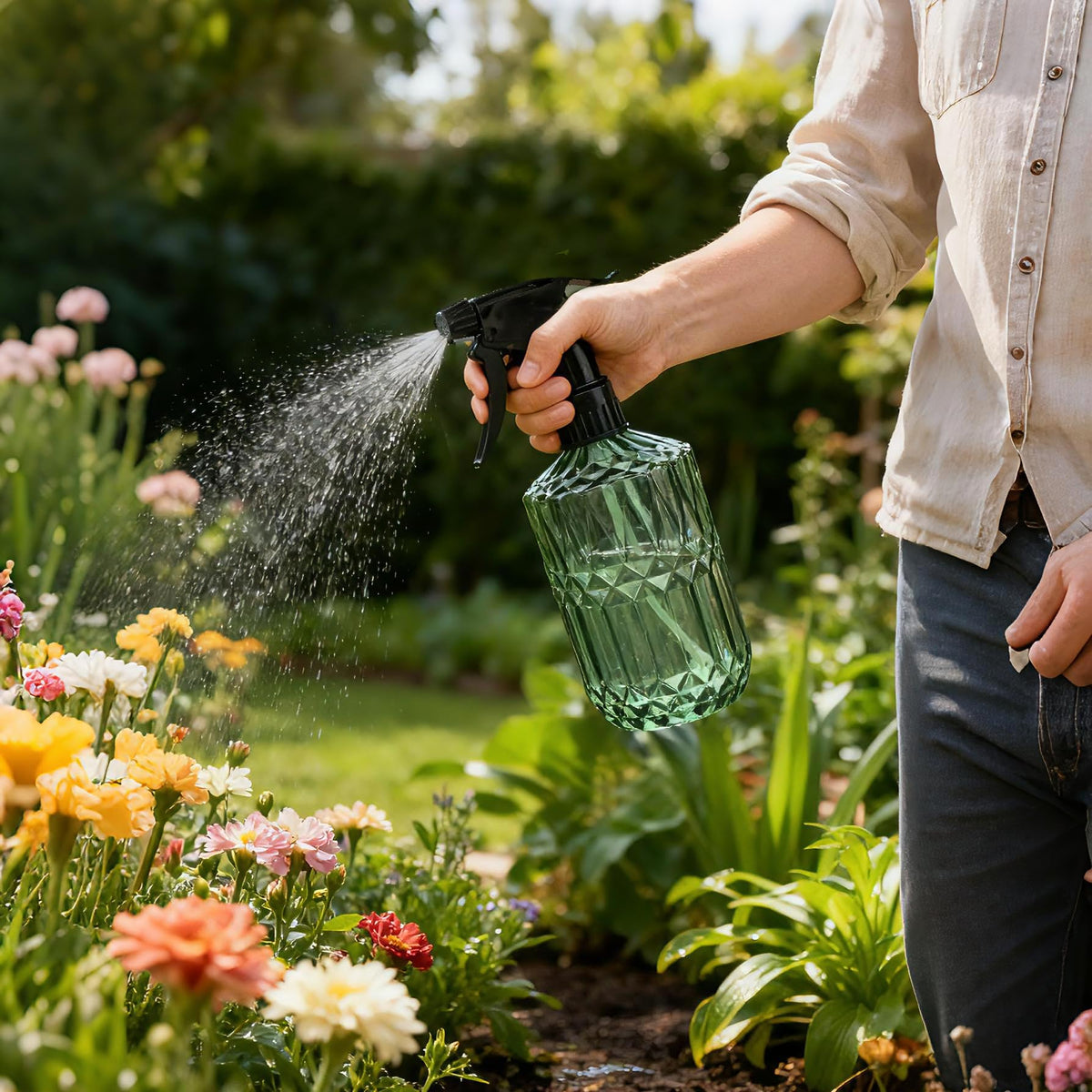 KCKHFA Glass Plant Misters for Inside, 13.5 oz Mister Spray Bottle for Plants, Spring Gardening