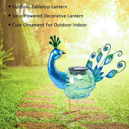 Solar Lantern Outdoor Decorative Waterproof LED Solar Lights Peacock Tabletop Lamp for Outdoor