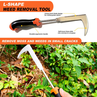3 in 1 Garden Weeding Tool Set – Manganese Steel Weed Puller, Crack & Crevice Weeder, Ergonomic