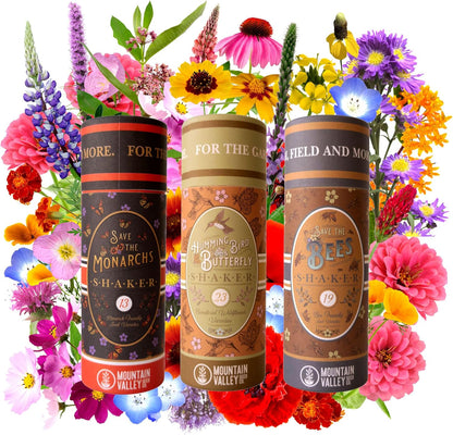 Pollinator Wildflower Seed Shaker Collection - ~300,000+ Wild Flower Seeds for Planting - Includes