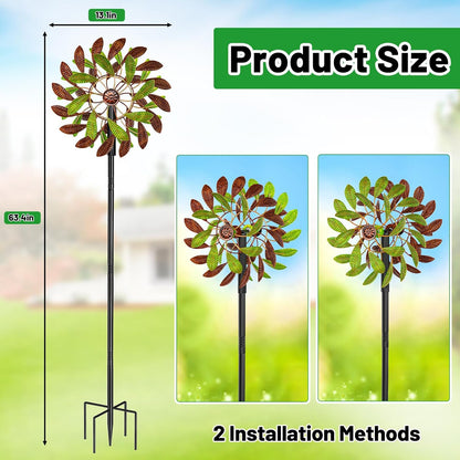 Metal Garden Wind Spinners Outdoor, 360 Degrees Kinetic Yard Windmills Garden Decor for Outside