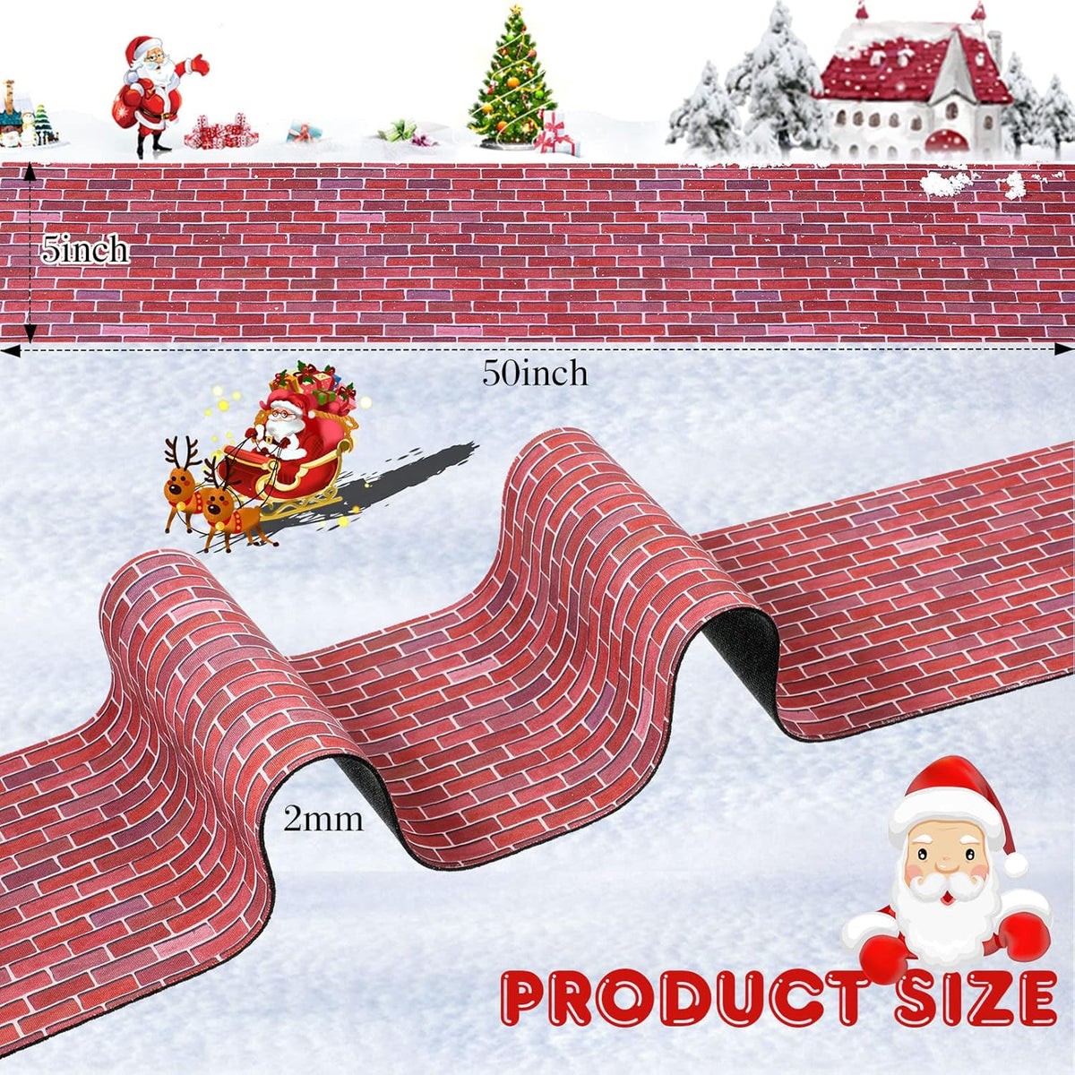 Marspark Christmas Village Accessories 5 x 50 Inch Christmas Miniature Road Village Street Mat Xmas