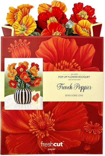 Freshcut Paper Pop Up Cards, French Blooms, 12 Inch Life Sized Forever Flower Bouquet 3D Popup