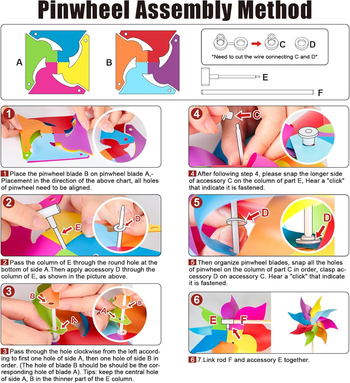 HOOSUN 12 Pack Rainbow Pinwheels for Yard and Garden,Rainbow Party Decorations for Kids, Colorful