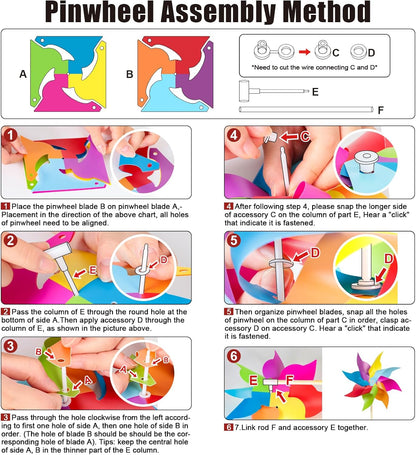 HOOSUN 12 Pack Rainbow Pinwheels for Yard and Garden,Rainbow Party Decorations for Kids, Colorful