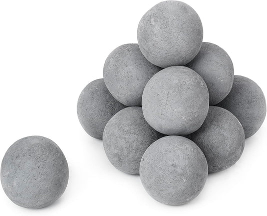 Skyflame Ceramic Fireplace Balls, Set of 12 Round Fire Stones Set for Indoor and Outdoor Fire Pits