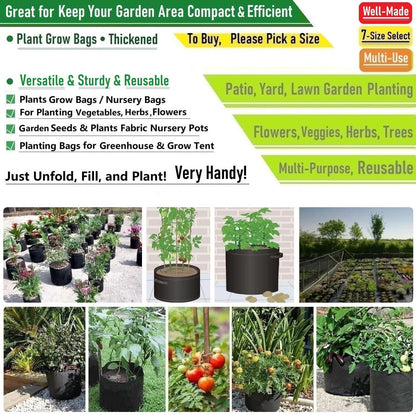 5-Pack 2 Gallon Plant Grow Bags (8x8 inch) Thickened Gardening Bags Fabric Plant Pots for Flower
