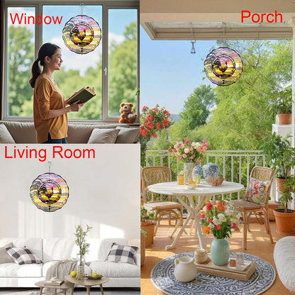 Metal Wind Spinner Outdoor Rooster Decorations Hanging, Festive Gifts for Women Mom Grandma, 25cm/