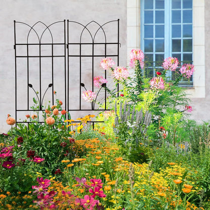 4 Pack Metal Garden Trellis 71" Black Fence Rustproof Garden Trellis for Climbing Plants Support