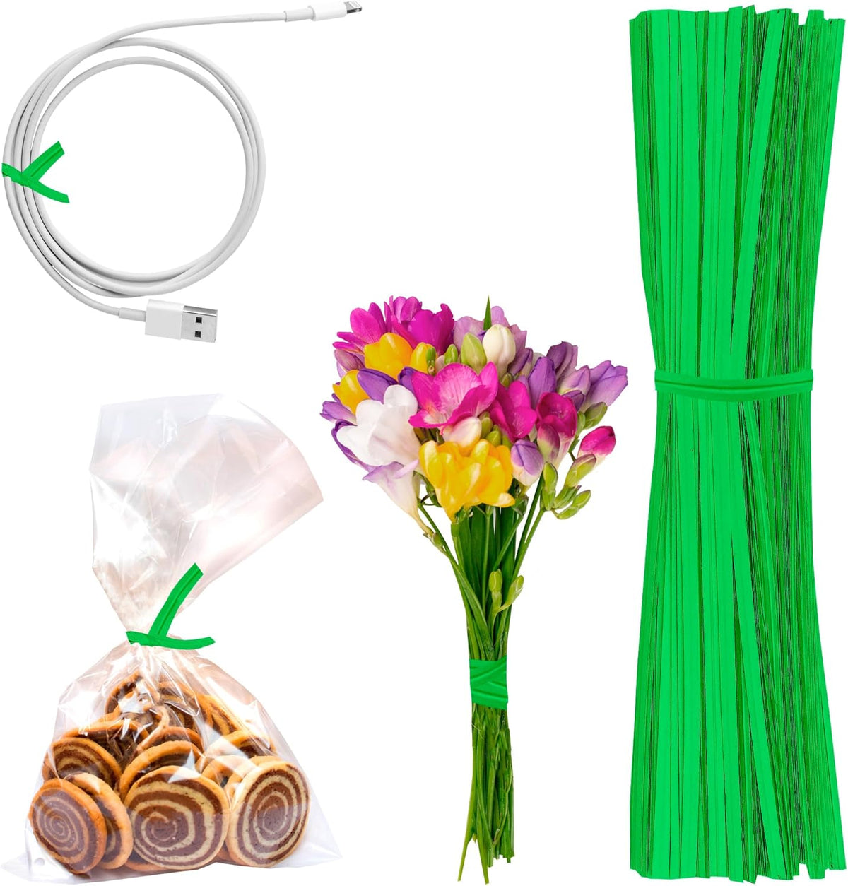 APQ Green Metallic Twist Ties for Bags, 4 inches. 24000 Pack Plastic-Coated Bread Twist Ties for