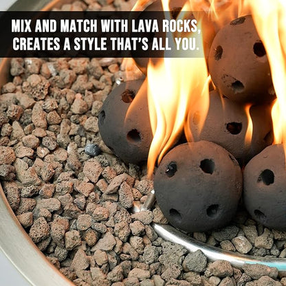 Skyflame Hollow Ceramic Fireplace Balls, Set of 15 Round Fire Stones Set for Indoor and Outdoor