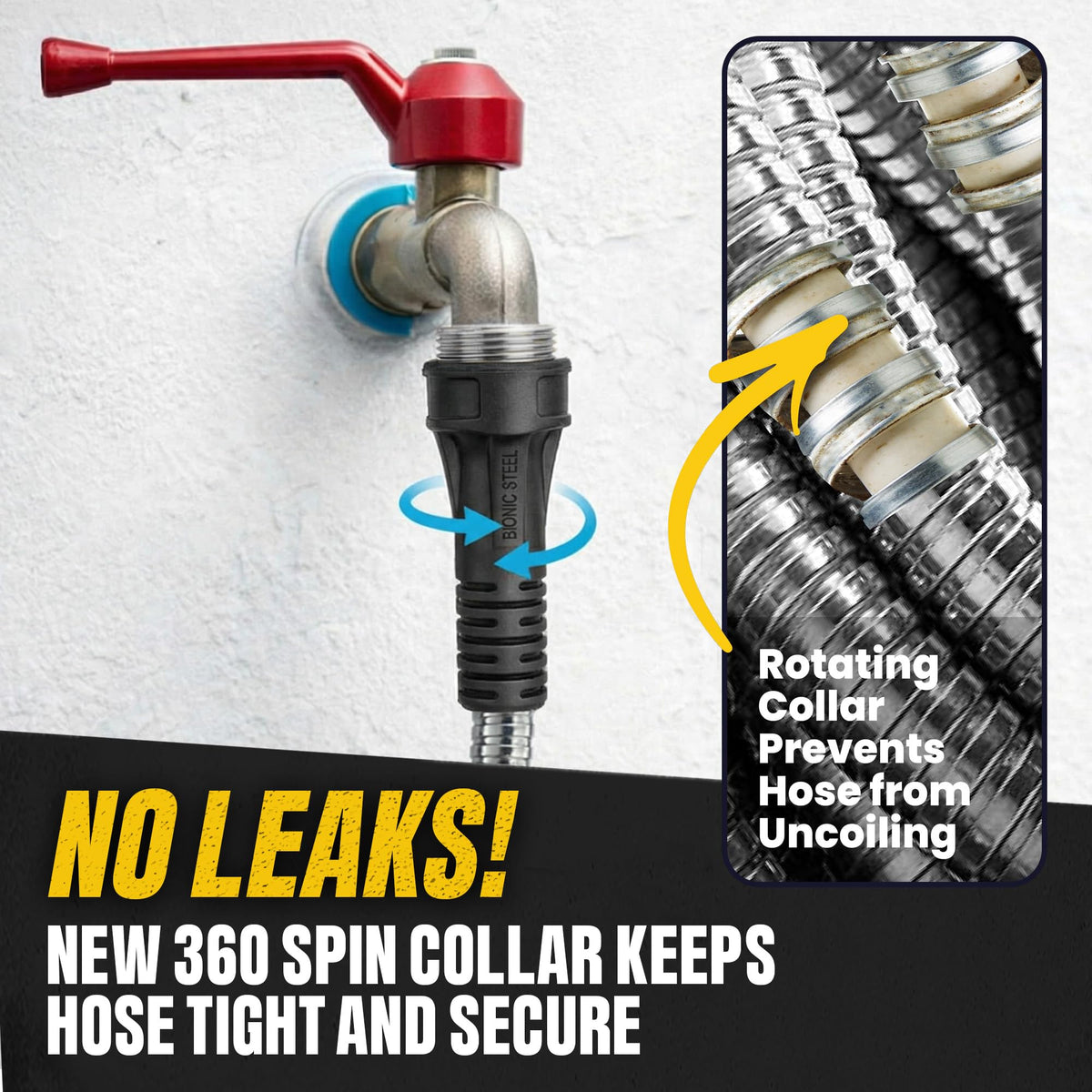 BIONIC STEEL 50 Ft Metal Garden Hose with Sprayer Nozzle