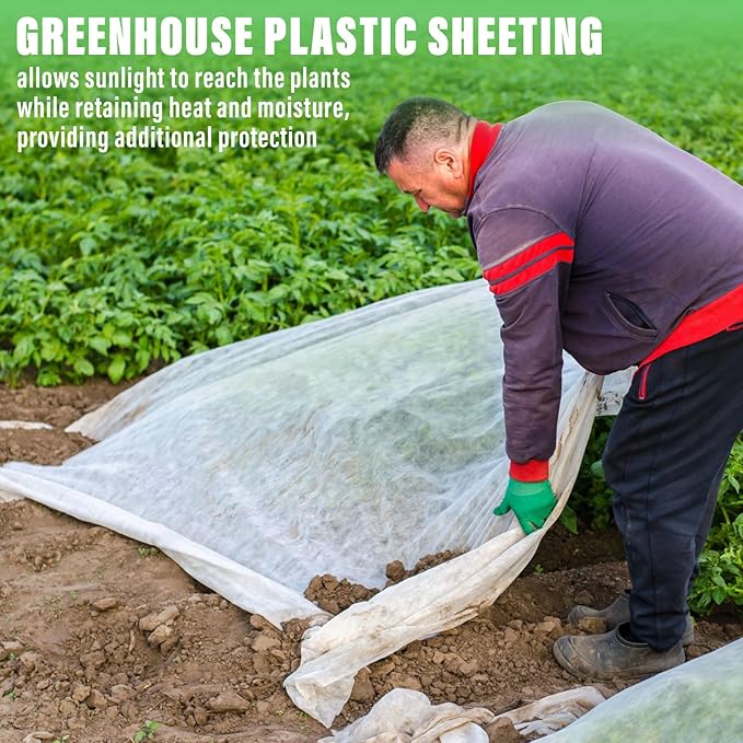 Legigo 10 X 30 Ft Clear Plastic Plant Covers Freeze Protection- 6 Mil Winter Greenhouse Plastic