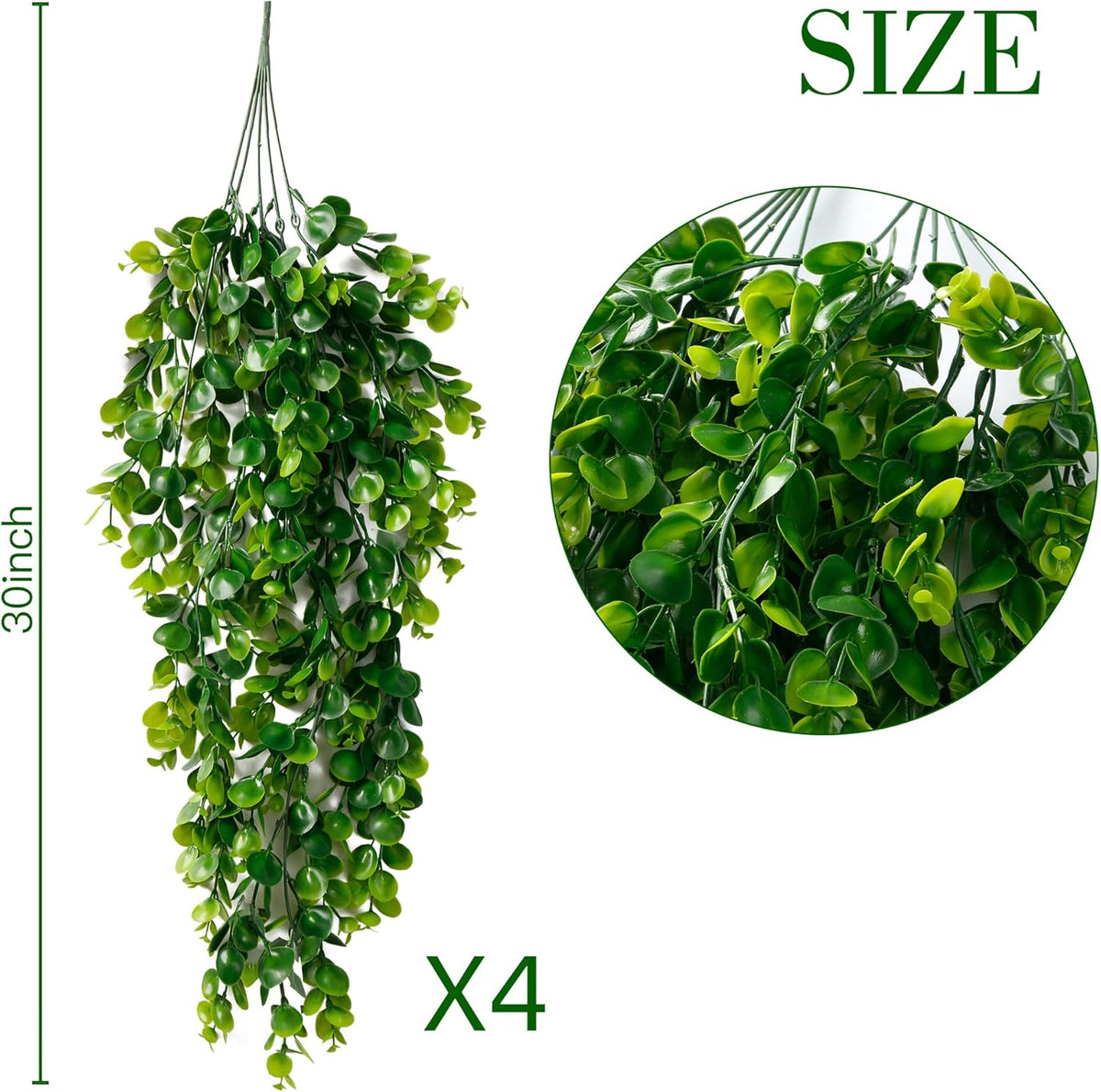 Sggvecsy 4 Pack Artificial Hanging Plants Fake Hanging Plant Faux Hanging Eucalyptus Plants UV