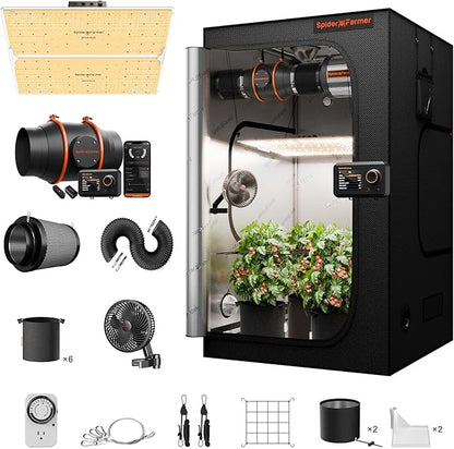 Spider Farmer SF4000 Grow Tent Kit Complete 4x4x6.6ft Samsung LM301H EVO LED Diodes, 450W Grow