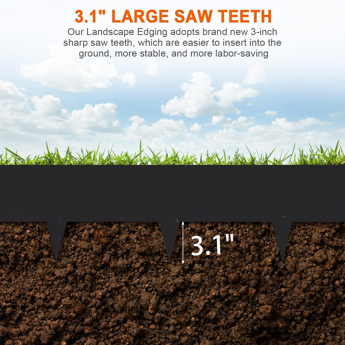9.4 Inch Metal Landscape Edging, 6 Pack Heavy Duty Galvanized Steel Garden Edging,42 Inch Garden