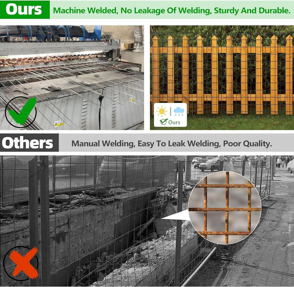 Welded Wire Fence, 50ft(L) x 36inch(H) PVC Coated Wire Fencing for Dog, 2 Inch x 3 Inch 16GA
