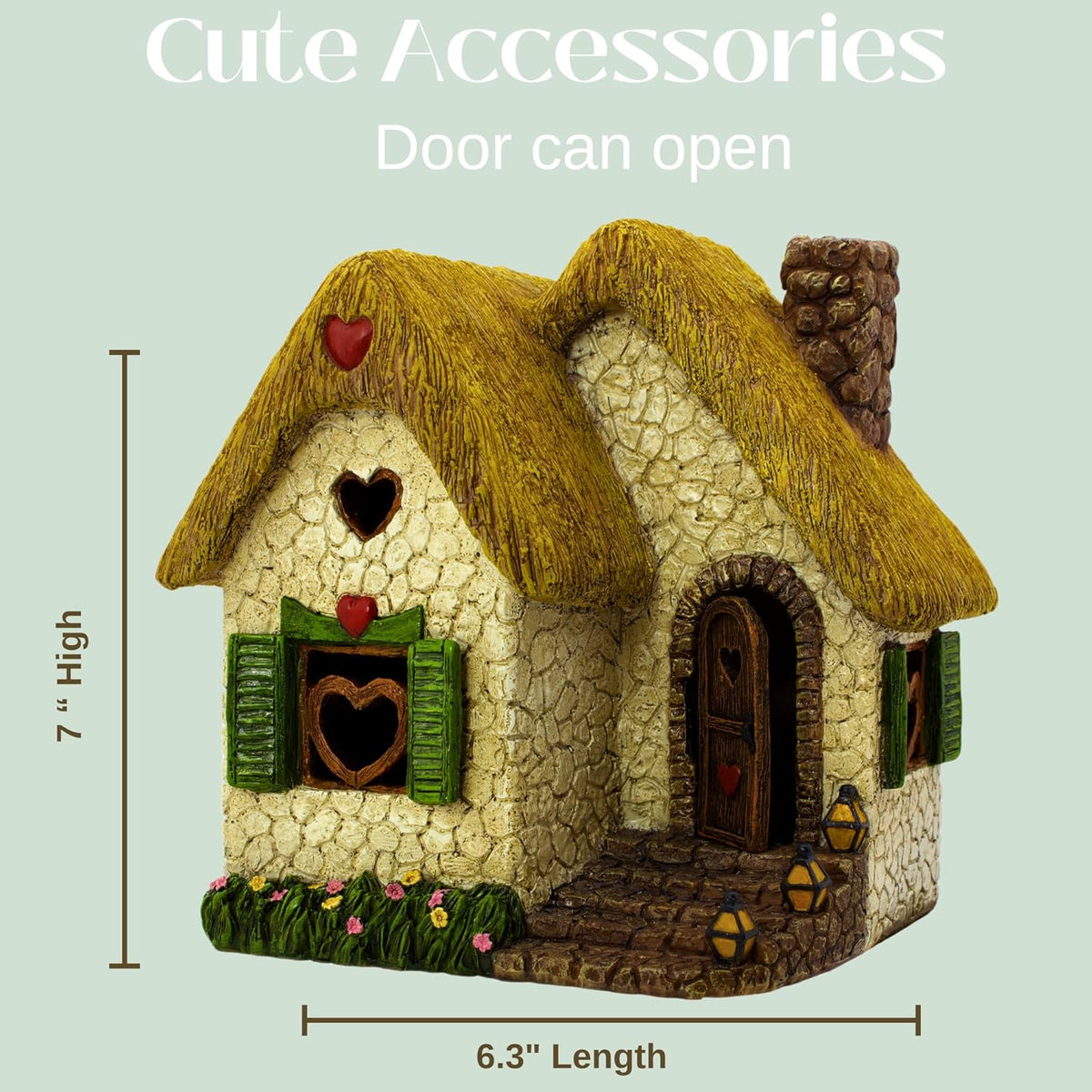 PRETMANNS Fairy Garden House for Outside – Sturdy Building 7” High with Door That Opens – Adorable