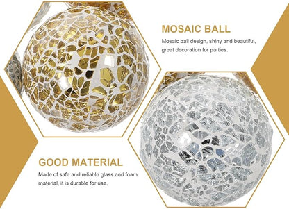 4pcs Mosaic Ball Home Sphere Ball Home Mosaic Sphere Decorative Glass Ornament Crafts Ornament