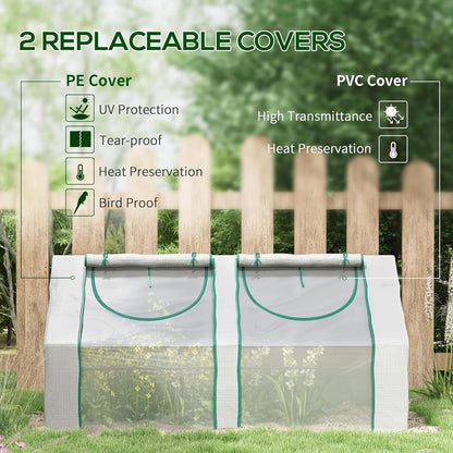 Outsunny 6' x 3' x 3' Portable Greenhouse, Garden Green House with 2 PE/Plastic Covers, Steel Frame