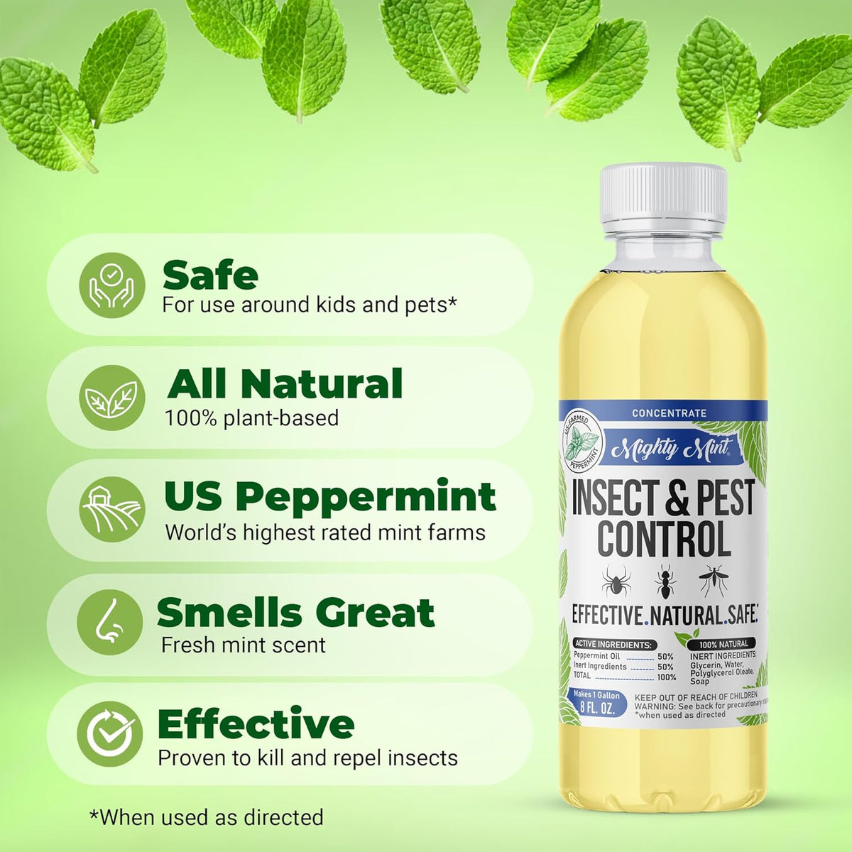 Mighty Mint Peppermint Oil Insect Repellent Concentrate– Natural Indoor & Outdoor Bug Control for