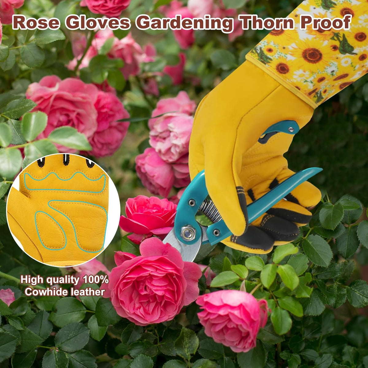DLY Gardening Gloves for Women, Rose Gloves Gardening Thorn Proof, Long Garden Gloves for Women