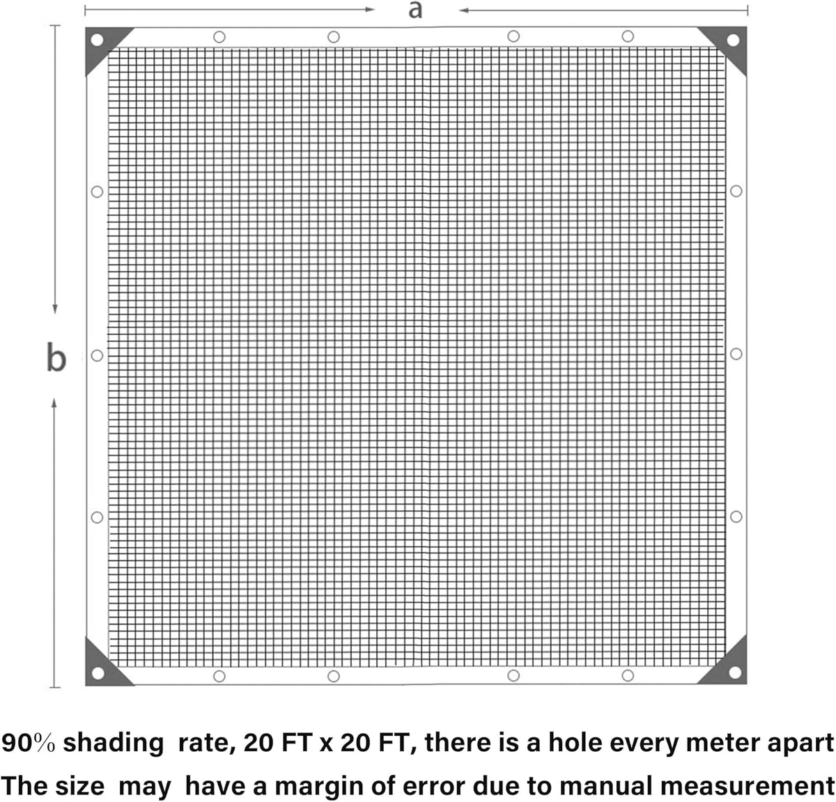 winemana 90% Shade Cloth, Dog Kennel Shade Cover, 20 x 20 FT Sturdy Durable Sunblock Shade Mesh